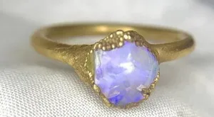 Authentic Raw Rough Australian Opal Gold Plated Copper Electroform Ring Size 6.5
