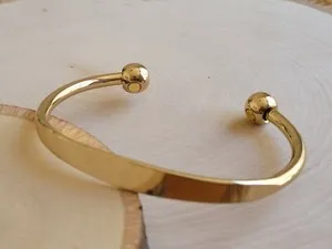 Authentic Pure Copper Magnetic Bracelet Gold Plated Arthritis Therapy Heavy Cuff Bracelet
