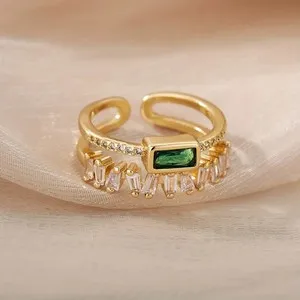 Authentic 14K Yellow Gold Plated 1Ct Simulated Emerald & Diamond Women's Ear Cuff Earrings