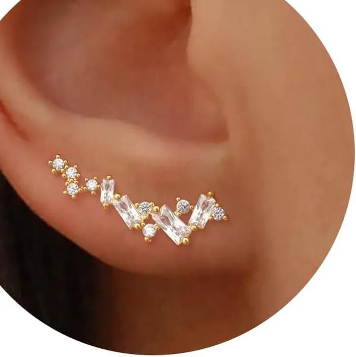 Authentic Star 14K Gold Plated Ear Cuff Earrings for Women Non Piercing, Dainty Silver Pla