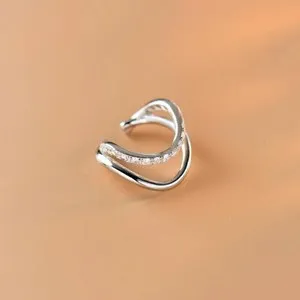 Authentic Women 0.2Ct Round Simulated Diamond Swirl Ear Cuff Earring 14K White Gold Plated