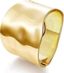 Authentic 18K Gold Plated Wide Chunky Gold Cuff Bracelets for Women Chunky Bangle