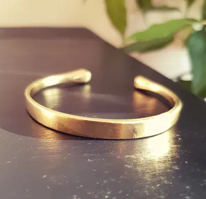 Authentic Gold Plated Cuff Bracelet Handmade Regular Wear Men's Bangle For