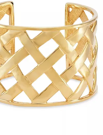 Authentic Kenneth J Lane basket weave cuff gold plated bracelet one size