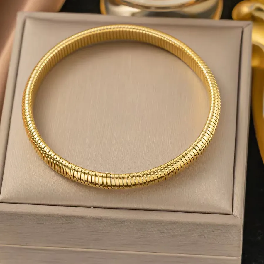 Authentic Wholesale Fine 18k Gold 8MM Cute Cuff Bangle Bracelets for Charm Women Lady Wedding Party Gifts 6.3cm Elastic