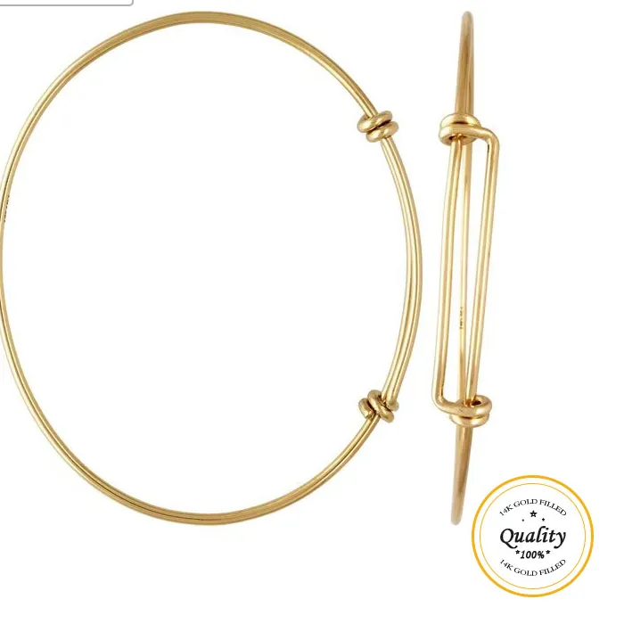 Authentic 14K Gold Filled 7.0-8.5" 1.65mm Adjustable Bangle Boho Charms Bracelets Wholesale Vintage Bridesmaid Gift Women Jewelry