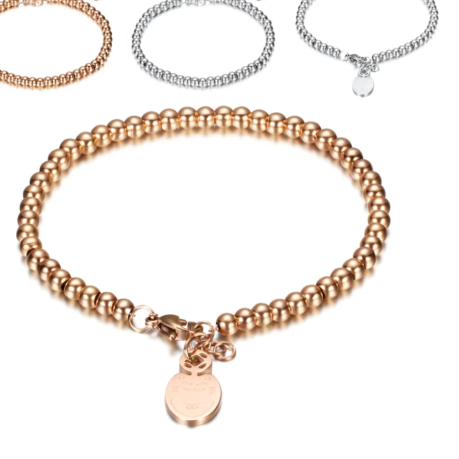 Authentic Stainless Steel Cuff Bracelet for Women Gold Silver Color Beaded Bracelets Charms  Statement Jewelry Pulsera Girls Gift