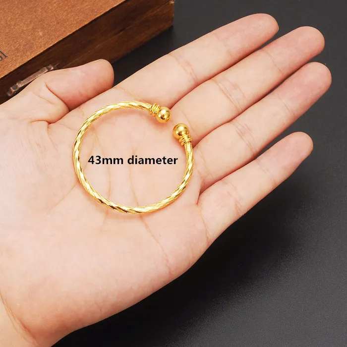 Authentic Dubai Gold Small Gold Color Bracelet&Bangles For Baby Girls Beads Bracelet Small Bell Heart Jewelry Child