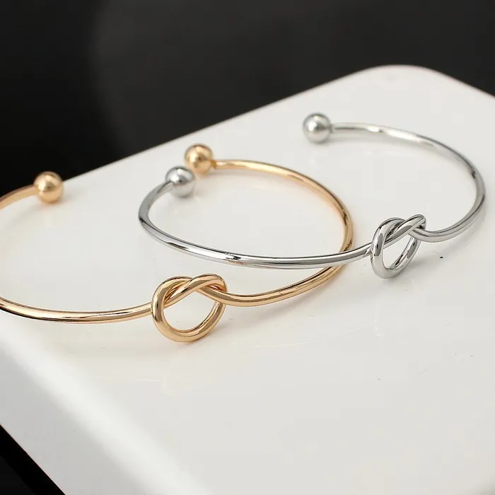 Authentic New Fashion Adjustable Knot Cuff Bracelets & Bangles For Women Jewelry Gift Simple Smooth LOVE Valentine's Day Gift
