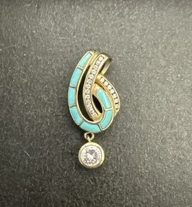 Authentic Celestial Turquoise Pendant: Gold-Plated Silver Guardian