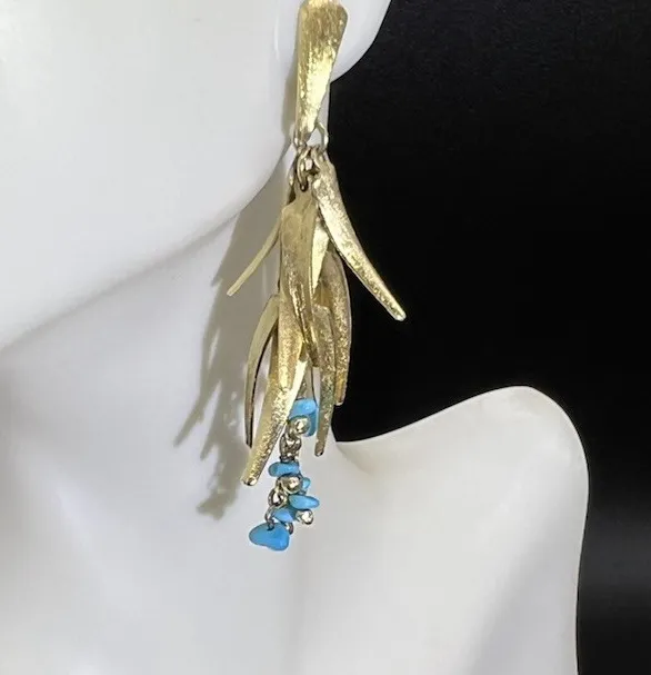 Authentic Radiant Sky Shards: Gold-Plated Turquoise Dangle Earrings