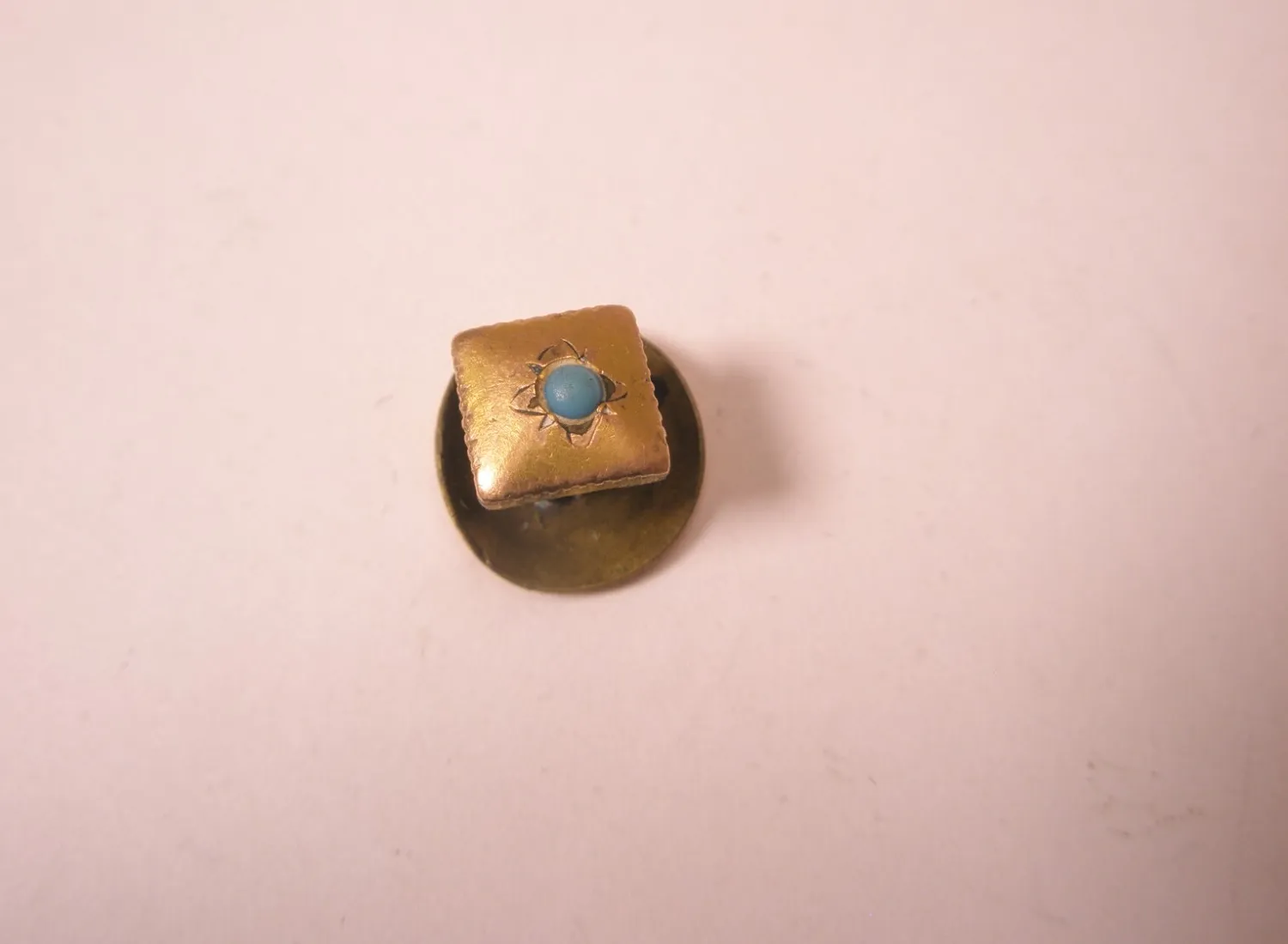 Authentic SINGLES(1)  1/4" Gold Plated & Turquoise Vintage Formal Shirt Stud Button g60