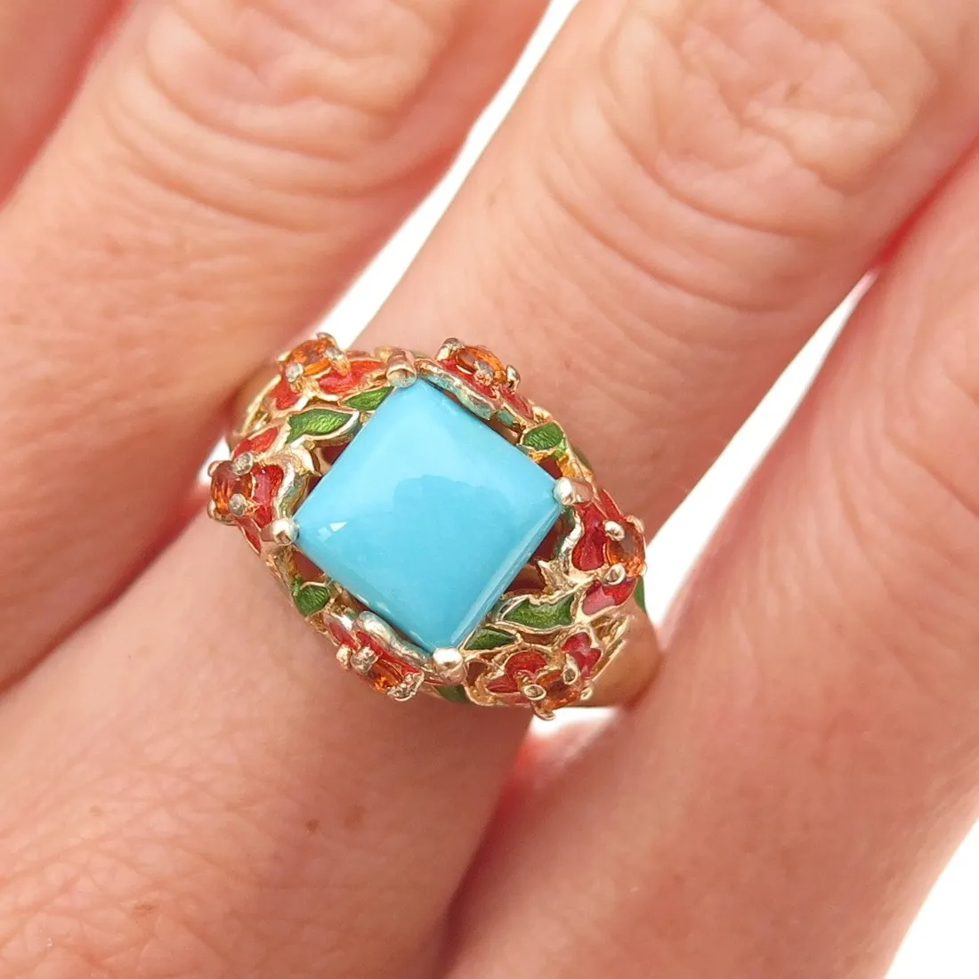 Authentic The Golden Horizon: Chuck Clemency Turquoise and Citrine Sanctuary Ring Size 8.25