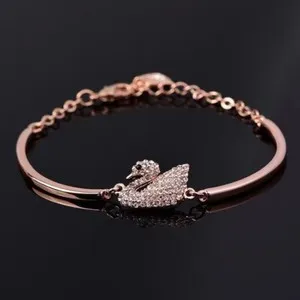 Authentic Swan Song of Serenity: Rose Gold Plated Bangle Bracelet