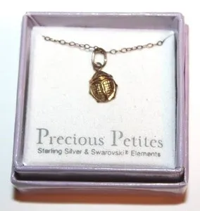 Authentic Girl's Gold Plated Over Sterling Silver Beetle Charm Necklace 13" Chain