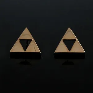 Authentic Triforce Triangle Stud Earrings For Girl's 18K Rose Gold Plated Sterling Silver
