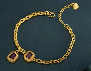 Authentic Girl's Ruby 24K Thai Baht Yellow Gold Plated Jewelry"