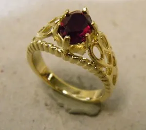 Authentic Lady's Girl's Yellow Gold Plated Fashion Ring Red Purple Clear Oval CZ Size 6.5