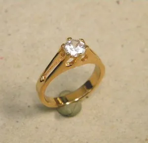 Authentic Lady's Girl's Rose Pink Gold Plated Ring Soitaire CZ Sz 7 Free Shipping