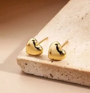 Authentic Women's Girl's Small Gold Plated  Heart Studs Fashion Earrings 