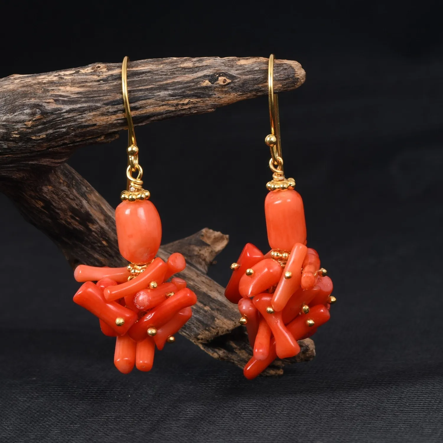 Authentic Girl's Wear Design Coral Cultured Gold Plated Hook Earring For Anniversary Gift