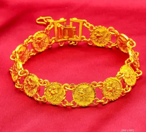 Authentic Girl's Rose 24K Thai Baht Yellow Gold Plated Bracelet 7.5”