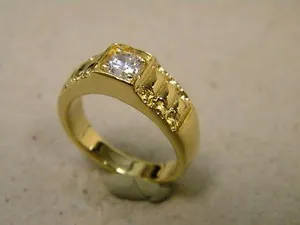 Authentic Lady's Women's Girl's Yellow Gold Plated Clear Small CZ Solitaire Ring Size 7