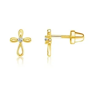 Authentic Celestial Infinity Cross Earrings - Sacred Ethereal Gold-Plated Charms for Spiritual Alignment