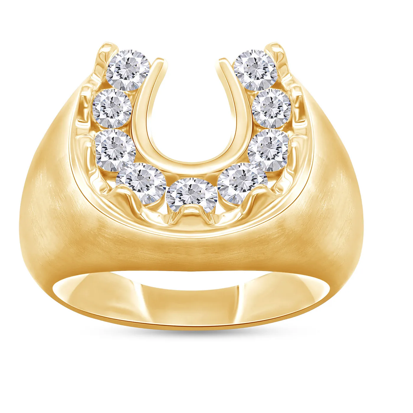 Authentic Fortune's Favor: Lucky Horseshoe Ring with Radiant Simulated Diamond