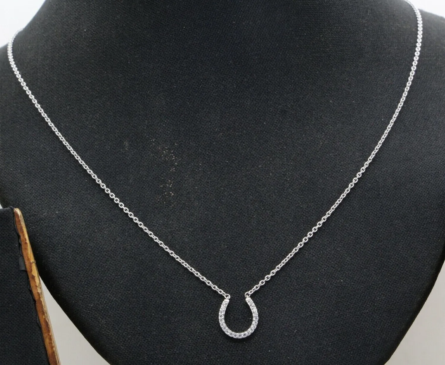 Authentic Horseshoe Pendant Diamond Lab Created 2Ct Round Cut 14K White Gold Plated