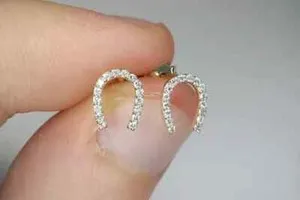 Authentic 2Ct Lab-Created Diamond Horseshoe Stud Earrings For Women 14k Yellow Gold Plated