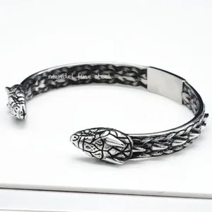 Authentic Ancient Serpent Vegvisir Navigational Cuff - Sacred Rune-Woven Protection Bangle