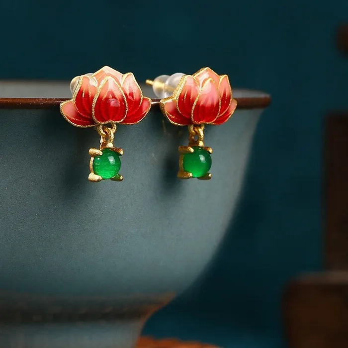 Authentic Ethereal Lotus Bloom Jade Talisman Earrings