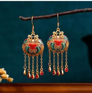Authentic White Real Jade Lotus Earrings Natural Jewelry Energy 18K Gold Plated Luxury