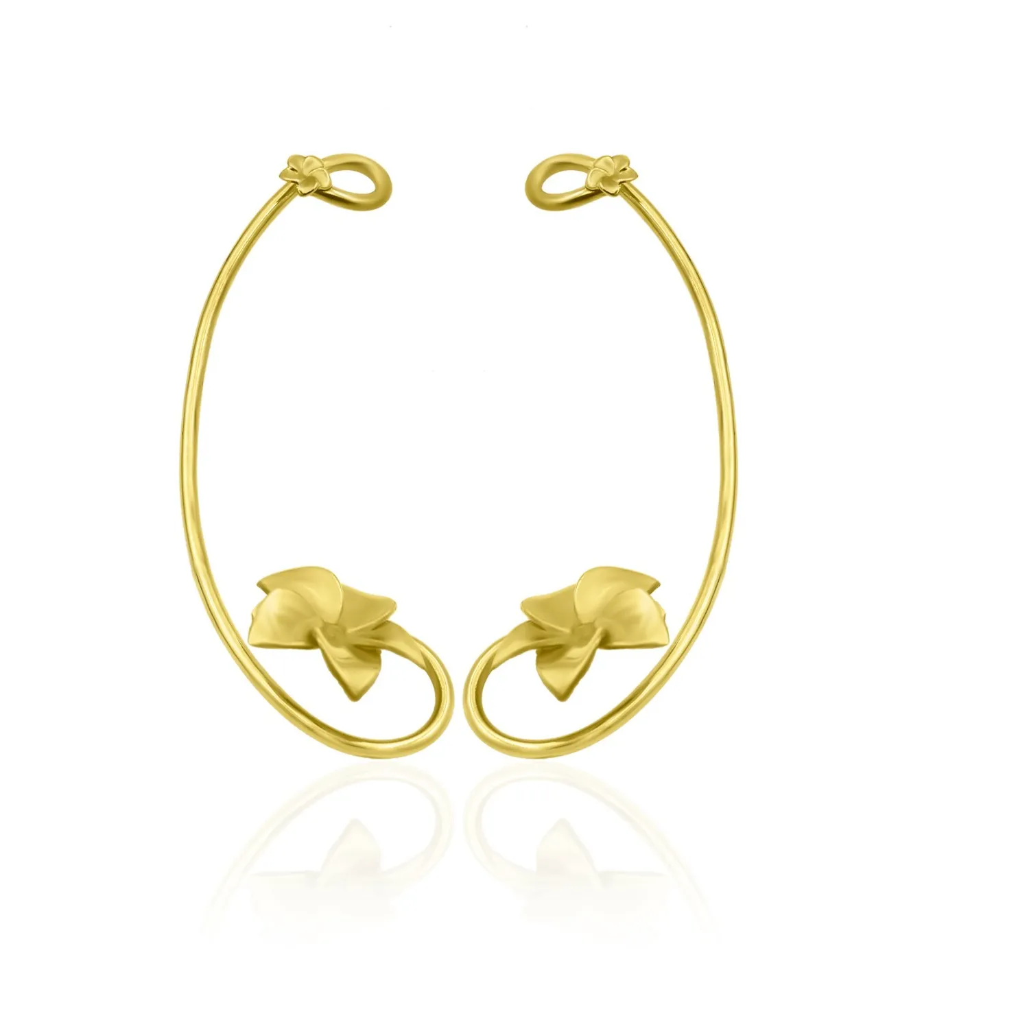 Authentic Light Weight Lotus Flower Ear Cuff Perfect Wear Handmade Brass Earrings For Her