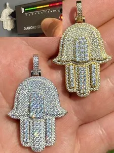 Authentic Urban Hamsa Halo: Gold‑Plated Moissanite Hand Pendant for Protection