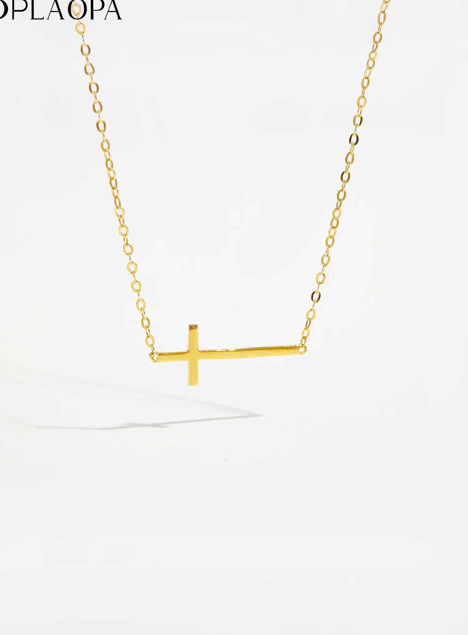 Authentic DPLAOPA 925 Sterling Silver Gold Cross Necklace Choker for Her Protection Birthday Religious Jewelry Holy Communion