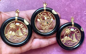 Authentic Triad of the Obsidian Tide: Gold-Plated Black Jade Talismans