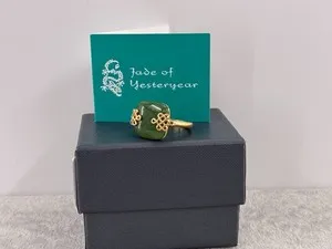 Authentic Ring of the Ancient Whispers: Gold-Plated Nephrite Jade Talisman