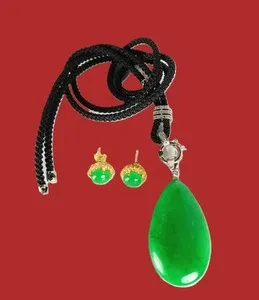 Authentic Ancient Jade Harmony Pendant & 18K Gold‑Plated Celestial Studs – Dual Aura Alignment Talisman