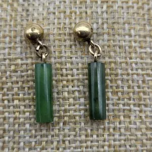 Authentic Verdant Harmony Natural Jade Stud Amulets - Sacred Heart Awakening Gold Plated Talisman
