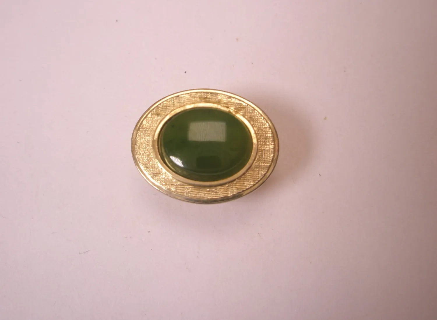 Authentic Genuine Green Jade Gold Plated Quality Vintage KREMENTZ Tie Tack Lapel Pin i29