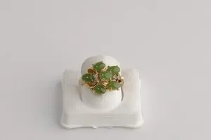 Authentic Unlock Inner Harmony with Golden Jadeite Jade Cluster Ring