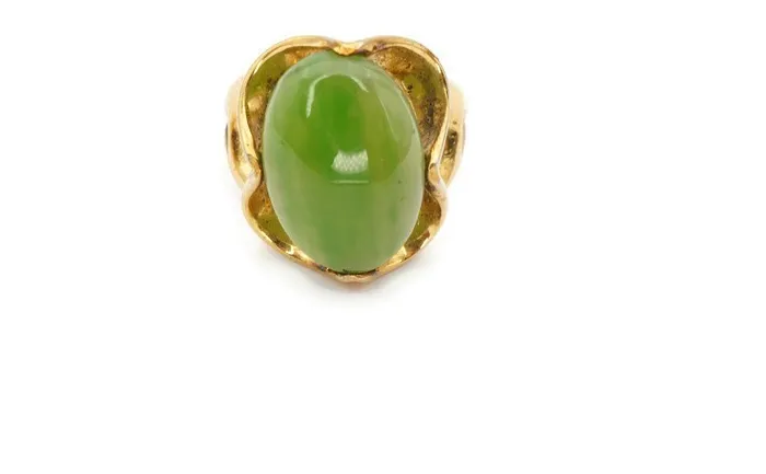 Authentic The Verdant Sanctuary Jade and Gold-Plated Ring Size 4.75