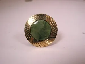 Authentic Genuine Green Jade Gold Plated SINGLE Vintage Cuff Link replace lost/broken zL15