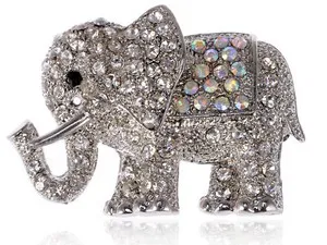 Authentic Fashion Gold Plated Elephant Crystal Colored Rhinestone Party Bouquet Brooch Pin
