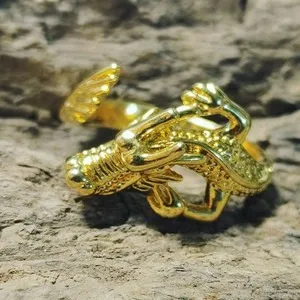 Authentic Dragon Ring Gold Plated SIze 7 Adjustable Unique Mythical Design