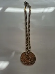 Authentic St George Slaying the Dragon Gold Plated Medallion Pendant Alva Museum Replicas