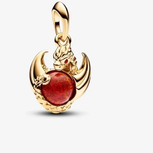 Authentic Genuine Pandora 14K Gold-Plated GOT Game of Thrones Dragon Fire Dangle 762972C01