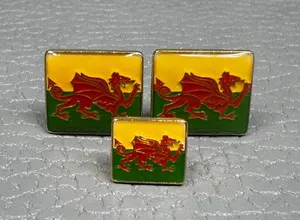 Authentic Crimson Draconis Regalia: Enamel Red Dragon Cuff Links and Tie Tack Set in Radiant Gold